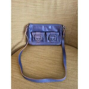 Y2K Kenneth Cole Crossbody Shoulder Bag Town Square Periwinkle Blue Top Zip